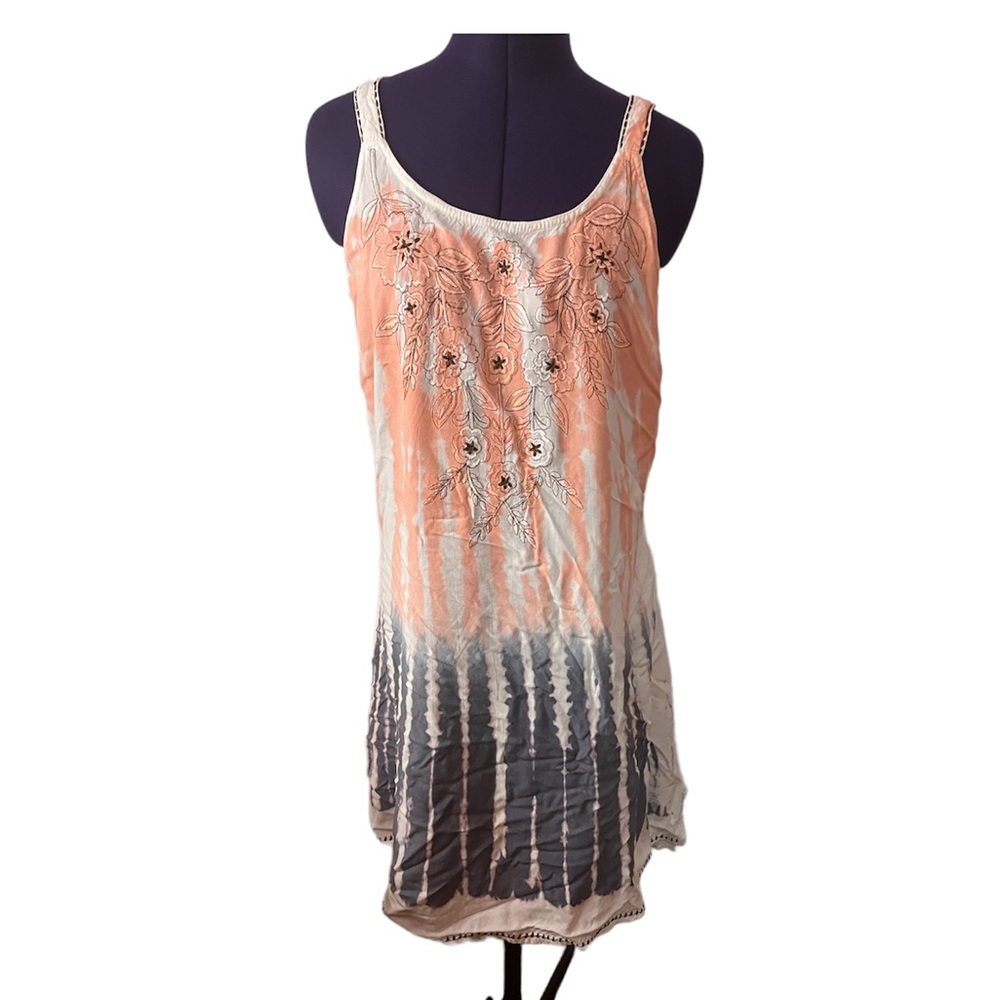 Raya Sun Swim Cover Up Tye Dyed Embriodered Dress
